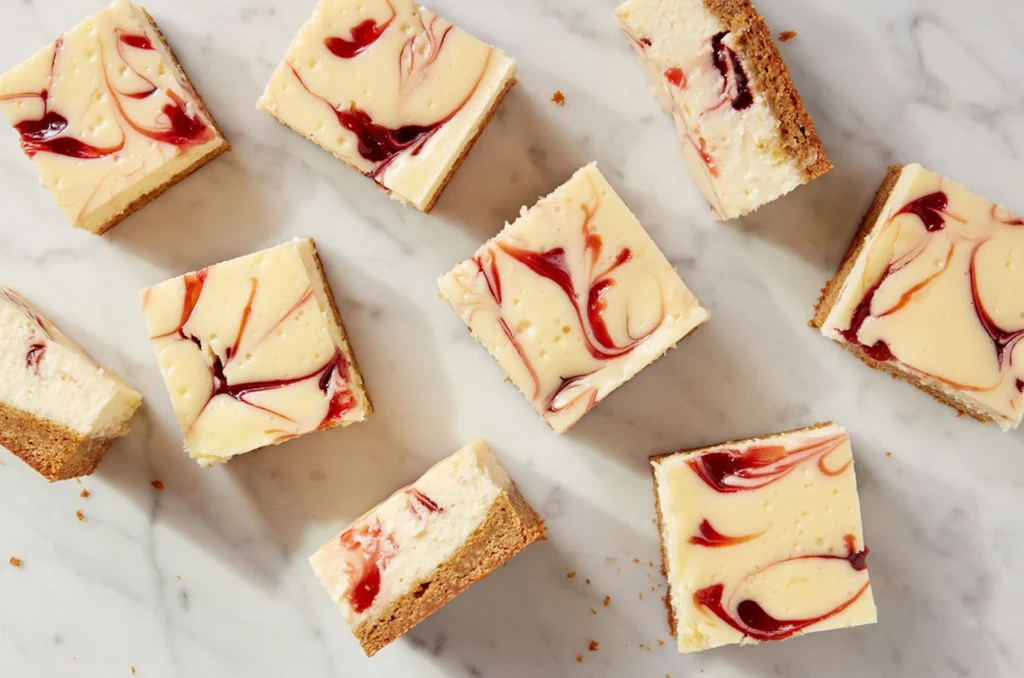 Creamy gluten-free cheesecake bars with a golden brown sugar crust on a 9x13 inch pan