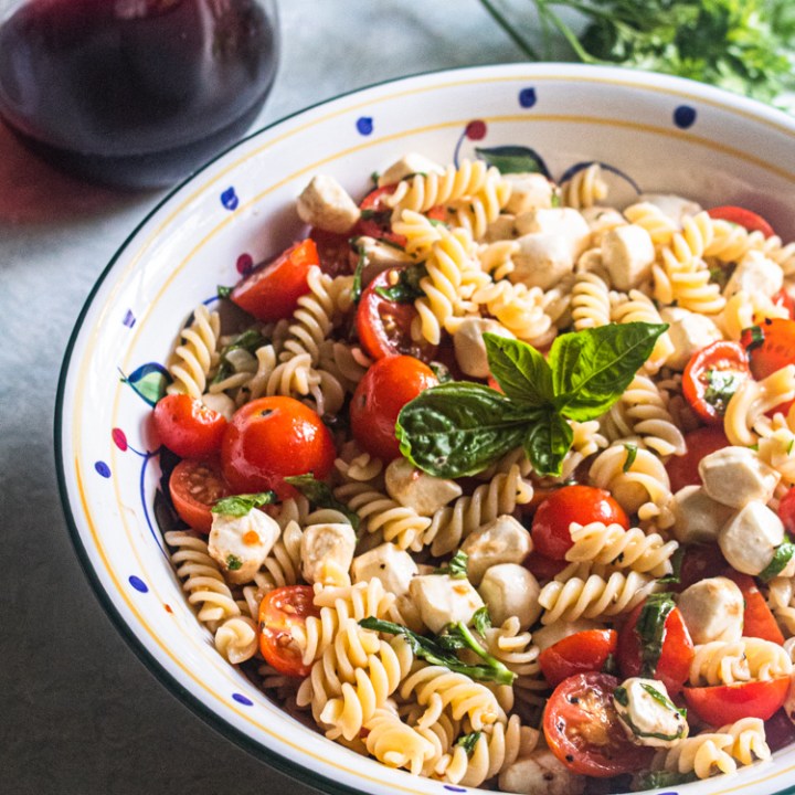 Easy Gluten Free Caprese Pasta Salad
