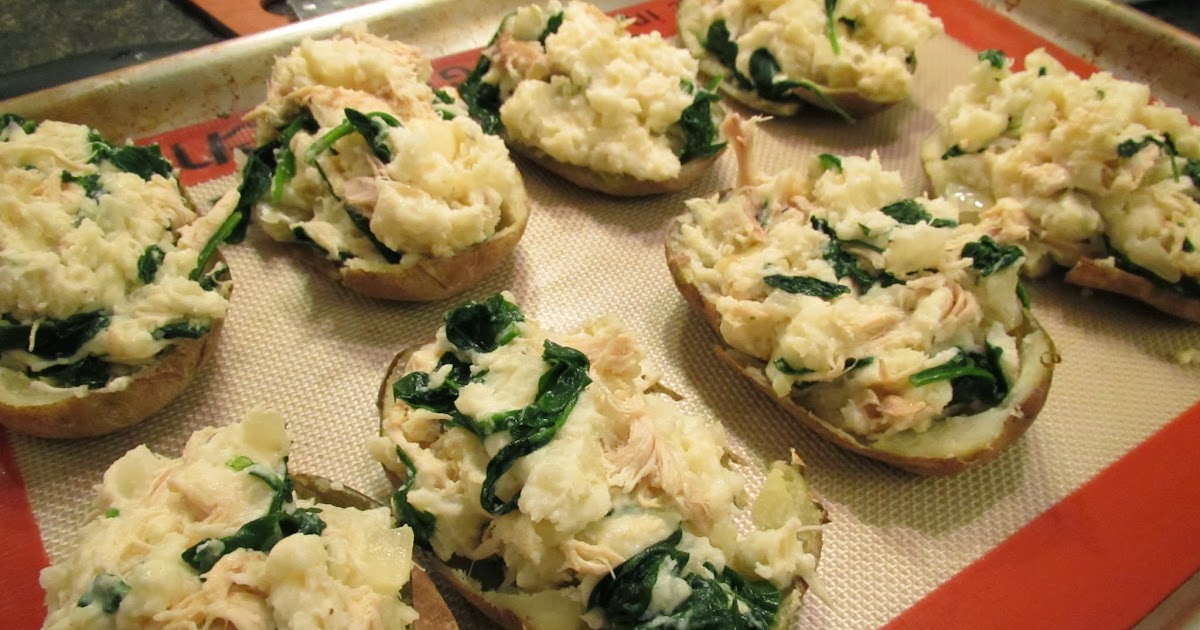 Successfully Gluten Free! : Twice-Baked Potatoes filled with Spinach, Chicken & Gouda