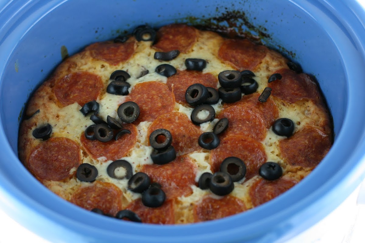 Slow Cooker Puffy Pizza Casserole Recipe - A Year of Slow Cooking