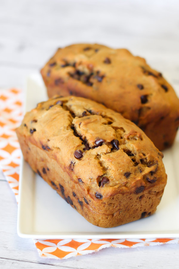 gluten free vegan chocolate chip pumpkin banana bread - Sarah Bakes Gluten Free