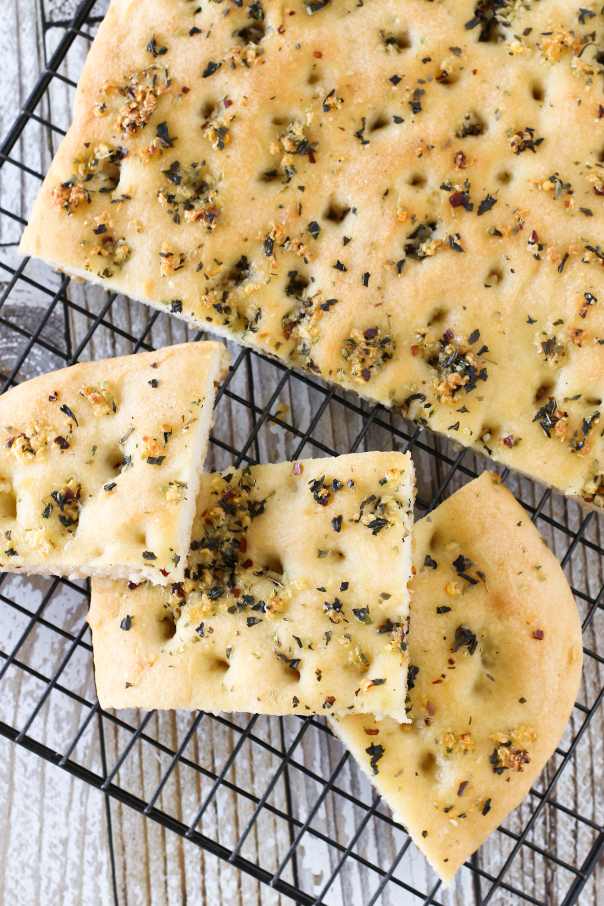 gluten free vegan garlic herb focaccia bread - Sarah Bakes Gluten Free